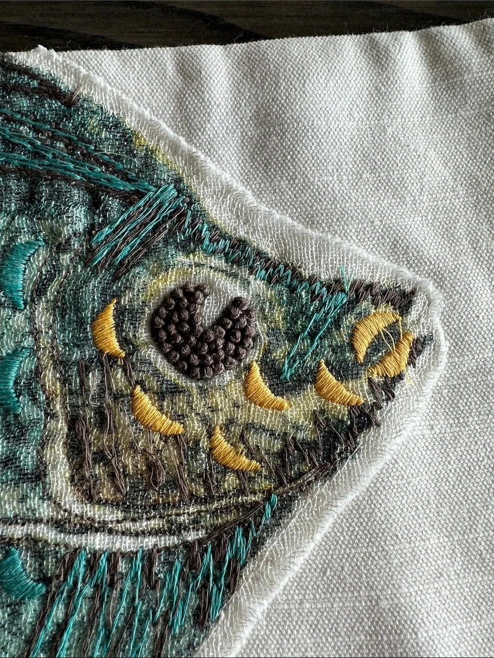 Pottery Barn embroidered Fish Accent Pillow Cover in Teal & Yellow